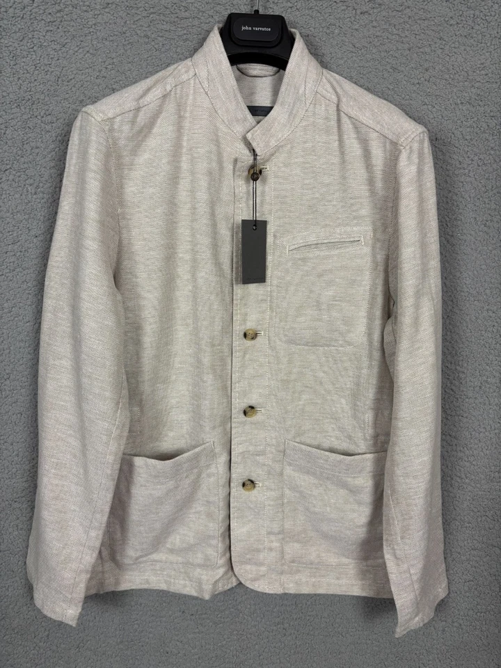 John Varvatos Mens Beige Linen-Blend Jacket Size 46 Button-Up With Pockets NWT's - Image 1 of 4
