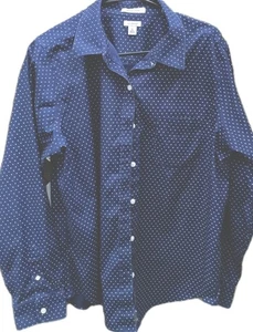 LL Bean Women's Shirt Blue Long Sleeve Preppy Business Casual Nautical Large - Picture 1 of 7