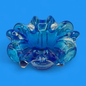 Vintage Blue Art Glass Bowl – Handmade Canadian MCM - Picture 1 of 9
