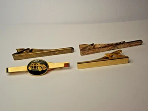Lote de cuatro clips de corbata o barras de corbata vintage en tono dorado y plateado para hombre - Imagen 1 de 13