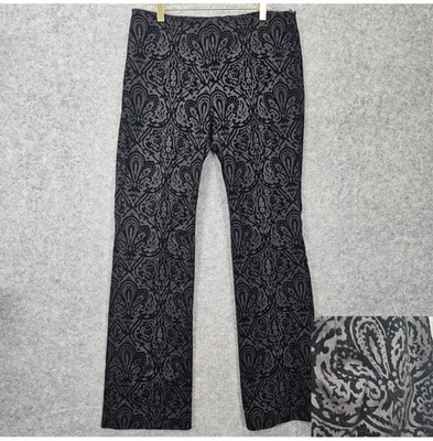 女式佩斯利裤子 M 10 黑色 KAREN KANE 大马士革锦缎奇姆斯格斯美国 32x31 — 第 1/4 张图片