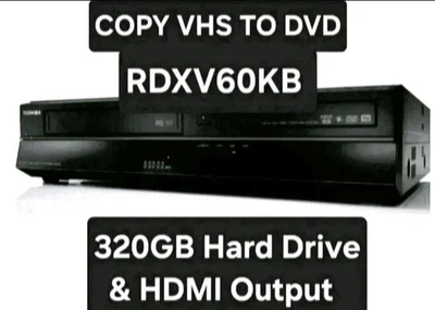 Toshiba RDXV60KB cópia VHS para gravador de DVD HDMI 320GB disco rígido controle remoto e guia - Imagem 1 de 4