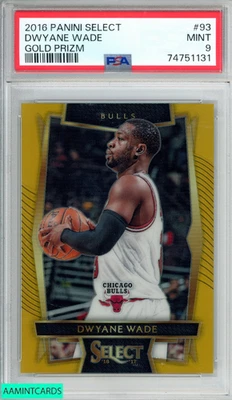 2016 PANINI SELECT DWYANE WADE #93 GOLD PRIZM 2 OF 10 BULLS PSA 9 MINT - Image 1 of 3
