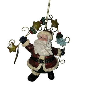 Christmas Village Accessories Santa Ornament Wire Lantern Stars Holly Red Jacket - Picture 1 of 8