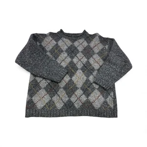 le collezioni structure Sweater Men’s XL Argyle Wool Fisherman Gray Red Beige - Picture 1 of 6