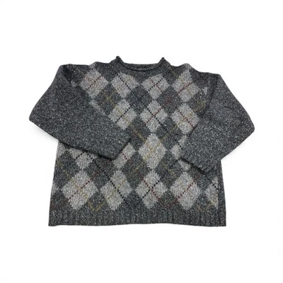 le collezioni structure Sweater Men’s XL Argyle Wool Fisherman Gray Red Beige - Image 1 of 4