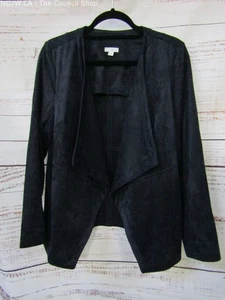 J. Jill Navy Blue Faux Suede Draped Jacket Size M - Picture 1 of 6