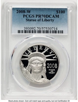 2008-W Proof Platinum Eagle 1 oz Blue Gradient PCGS PR70 - Image 1 of 2