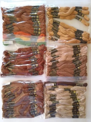 85+ Skein Anchor MEZ 8m Cotton Embroidery Floss Lot Mostly Browns and Beige NOS - Image 1 of 4