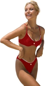Womens Bikini Set High Waisted Bathing Suit Two Piece Swimsuits Sexy Lace Trim - Picture 1 of 5