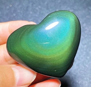 Rare Natural Rainbow Flash Obsidian Sphere Heart Reiki Stone Healing C69 - Bild 1 von 11