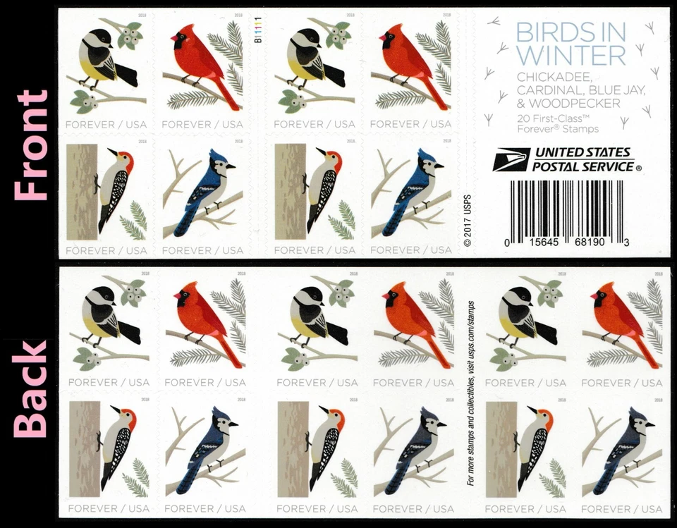 US 5317-5320 5320b Birds in Winter F booklet 20 MNH 2018 - Image 1 of 1