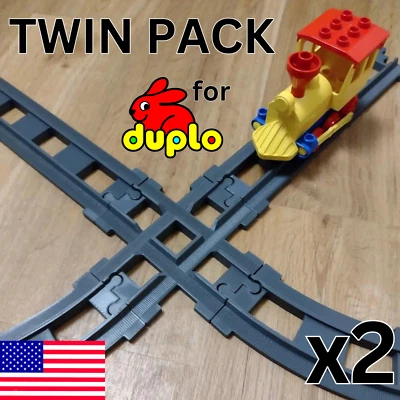 Para Lego Duplo Train Track Crossing Crossover - 90 Graus Junção Cinza PACOTE DUPLO - Imagem 1 de 3