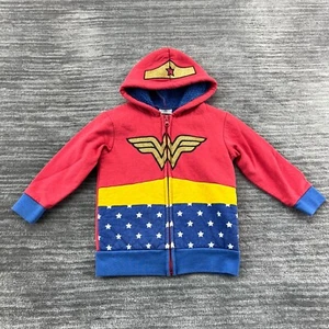 Wonder Woman Hoodie Size 3T Youth Marvel Full Zip Hooded Sweatshirt Costume - Picture 1 of 8