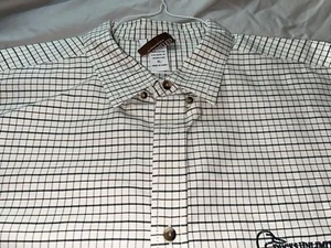DUCKSUNLIMITED MEN'S L.S. SHIRT XL RN 90860 100 % COTTON BEIGE CHECKED - Picture 1 of 13