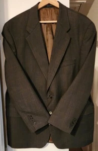 Ralph Lauren Chaps Brown Red Plaid Windowpane Coat Blazer Mens 44S Houndstooth - Picture 1 of 7
