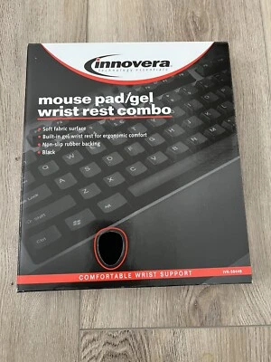 Innovera Mouse Pad w/ Fabric-Covered Gel Wrist Rest 10.37x8.87 Blk IVR50448 New - Image 1 of 2