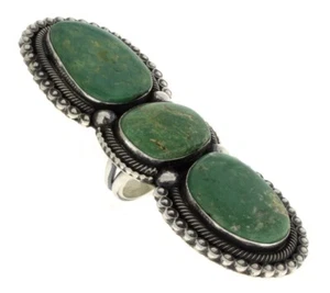 Natural Tyrone Turquoise Statement Ring By Navajo Artist Readda Begay - Picture 1 of 4