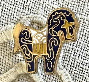 Vintage Enamel Horse Button. BACKMARK - JHB.  Gilt Decorative Finish 11/16 inch - Picture 1 of 4