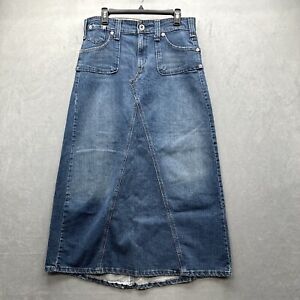 Vintage 90's Y2K Levi's Blue Jean Denim Maxi Skirt Modest Medium Wash Size 12