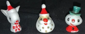 VINTAGE ‘50’S HOLT HOWARD CERAMIC MINIATURE ORNAMENTS - RUDOLPH, SANTA, SNOWMAN - Picture 1 of 17