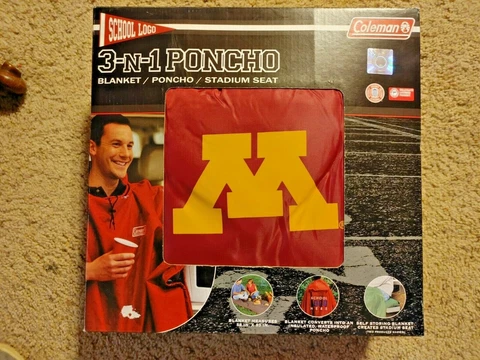 Minnesota Golden Gophers University NCAA Gift 3-in-1 Poncho Blanket Stadium Seat Cover