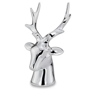 Kleine Silber Deko Hirschkopf Figur & Geweih - Weihnachten Wildfigur 17 cm - Bild 1 von 3