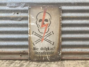 Authentic Vintage Sign Skull & Cross Bones Electric Danger Voltage Porcelain - Picture 1 of 2