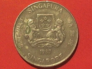 1987 SINGAPORE 20 CENT CIRCULATED 20 CENTS WORLD COIN METAL DETECTOR FIND - Picture 1 of 2