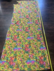 Vintage 80’s Catfish Calhoun Parrot Flamingo Beach Jungle Cotton Fabric 111”x41” - Picture 1 of 10