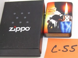C-55 OLD UNSTRUCK OLD ZIPPO LIGHTER 25 YEARS 2 SIDED COLLECTABLE - Picture 1 of 2