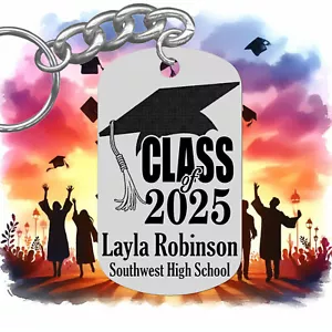 Class of 2025, GRADUATION Keychain Gift, Personalized FREE with NAME & School! - Picture 1 of 1