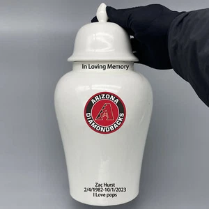 Ceramic Large Urn for Arizona Diamondbacks Baseball Theme, Custom Text - Picture 1 of 5