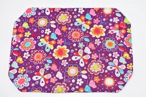 FLOWER'S & BUTTERFLY HANDMADE DOUBLE SIDED LINED CHILDREN'S PLACEMAT - Picture 1 of 4