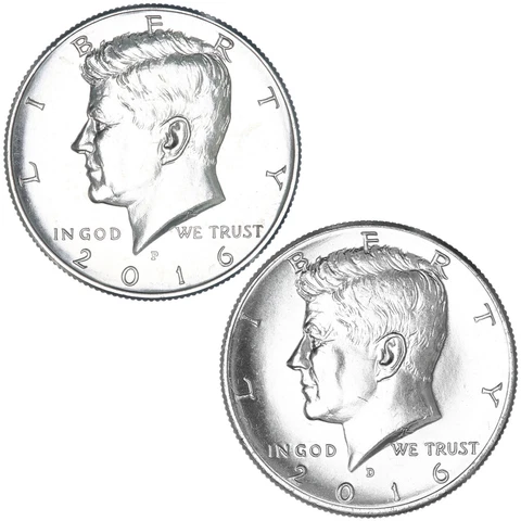 2016 P D Kennedy Half Dollar BU 2 Coin Year Set Cover