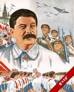 SOVIET COMMUNIST RUSSIA STALIN WAR PRIDE PROPAGANDA POSTER REAL CANVAS ART PRINT - Picture 1 of 1