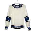 Cupcakes & Cashmere Womens Ivory Piper Striped Crewneck Sweater Small Wool Blend