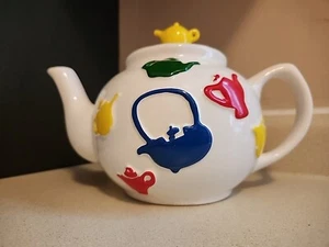 Vintage 1960s Primary-Colors Teapot - Picture 1 of 7