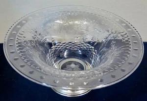 Vintage Antique Signed HAWKES Crystal & Sterling Silver Bowl - Picture 1 of 12