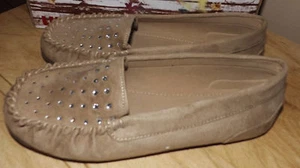 NEW UNION BAY SIZE 7.5 PLUSH CAMEL BEIGE COMFY SOFT LOAFER SLIP ON FLAT SHOES - Picture 1 of 8