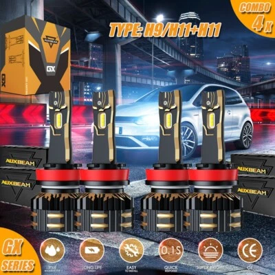 4x AUXBEAM H9 H11 LED Headlight High Low Beam 6500K for Volvo S80 S60 2007-2013 - Image 1 of 4