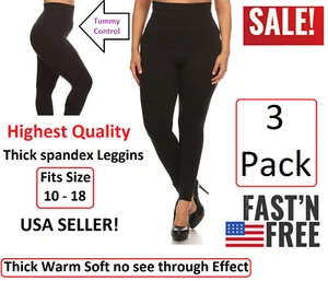 1 or 3 Pack Yoga Fleece Leggings High Waist Thick Winter Warm Tummy Control SALE - Picture 1 of 7