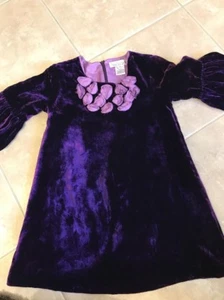 Halabaloo Purple Velvet Flower Dress Girls 5 Euc - Picture 1 of 3