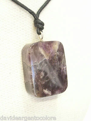 Ciondolo in ARGENTO 925 con AMETISTA naturale e girocollo - pietra dura - - Immagine 1 di 4