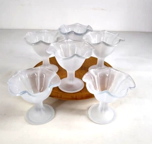 6 vasos esmerilados de vástago acanalados borde tulipán helado helado tazas Parfait 5" de colección - Imagen 1 de 13