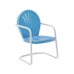 CROSLEY FURNITURE Lounge Chair Metal Outdoor Griffith Blue - Picture 1 of 7
