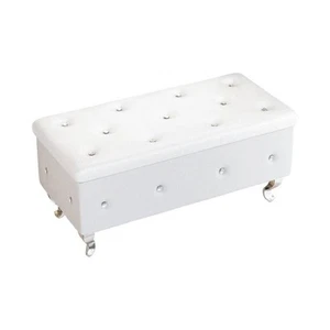 mieres White Faux Leather Rectangular Storage Ottoman Bench Hinged Lid Tufted - Picture 1 of 10