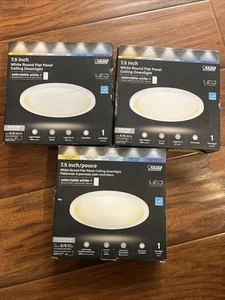 3PK Feit Electric LED Flush Mount 7.5 in. White Round Dimmable Ceiling Light - Picture 1 of 5