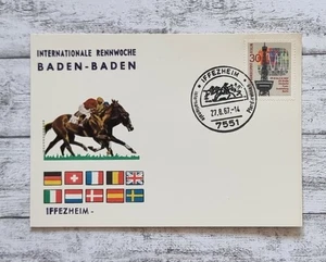 1967 Internationale Rennwoche Baden-Baden Iffezheim Pferde Ganzsache Postkarte - Picture 1 of 2