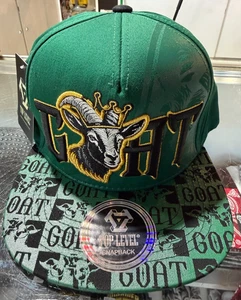GOAT Hat Cap Greatest Of All Time Black Green Gold Snapback Snap Back - Picture 1 of 5